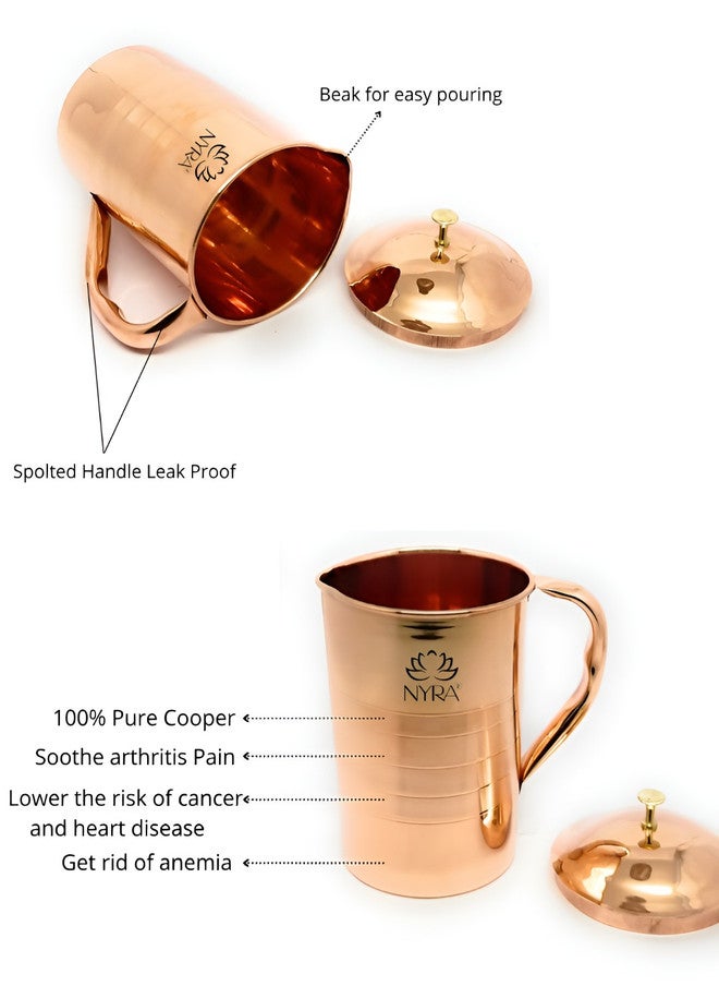 Nyra Kitchenware Nyra Pure Copper Tamba Water Jug with Lid - 1.8 Ltr - Ayurvedic Health Benefits - Image 5
